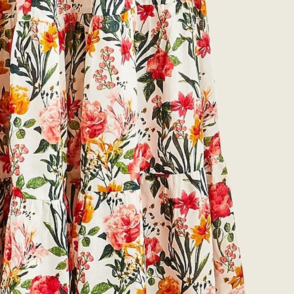 J CREW One Shoulder Beach Maxi Dress In Vintage Floral Size S Tiered Semi Sheer - Picture 5 of 12